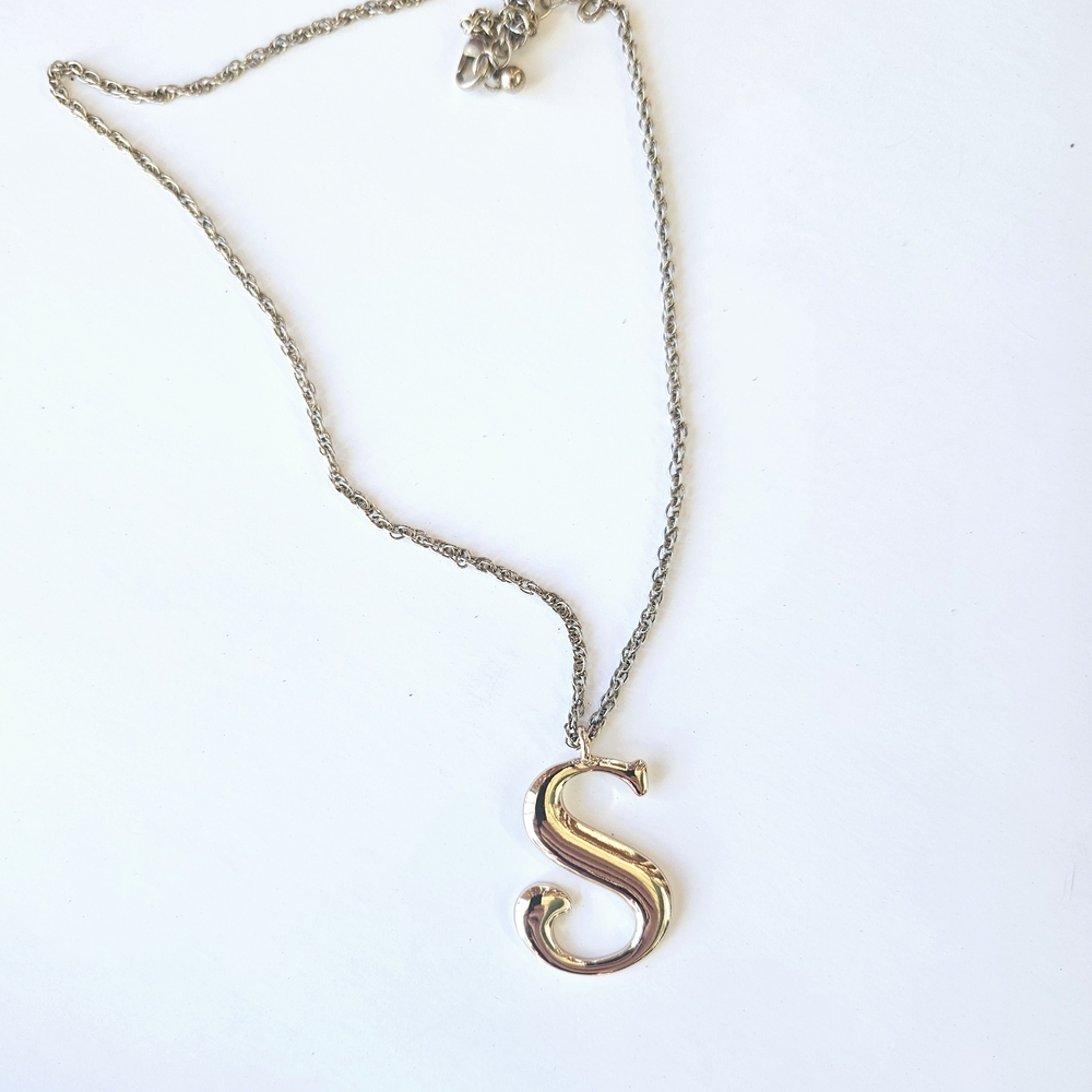 Long Golden Forever 21 Alphabet Letter S Name Necklace